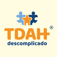 TDAH descomplicado logo in orange and blue