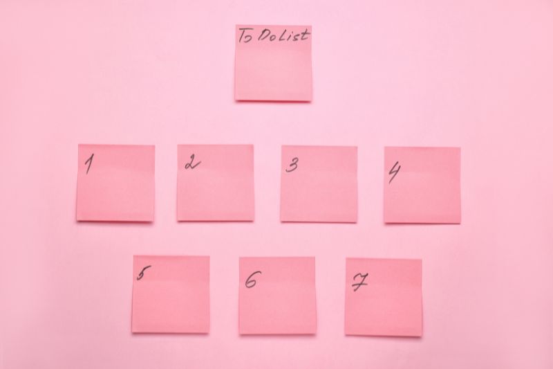 to do list broken down into 7 post-its