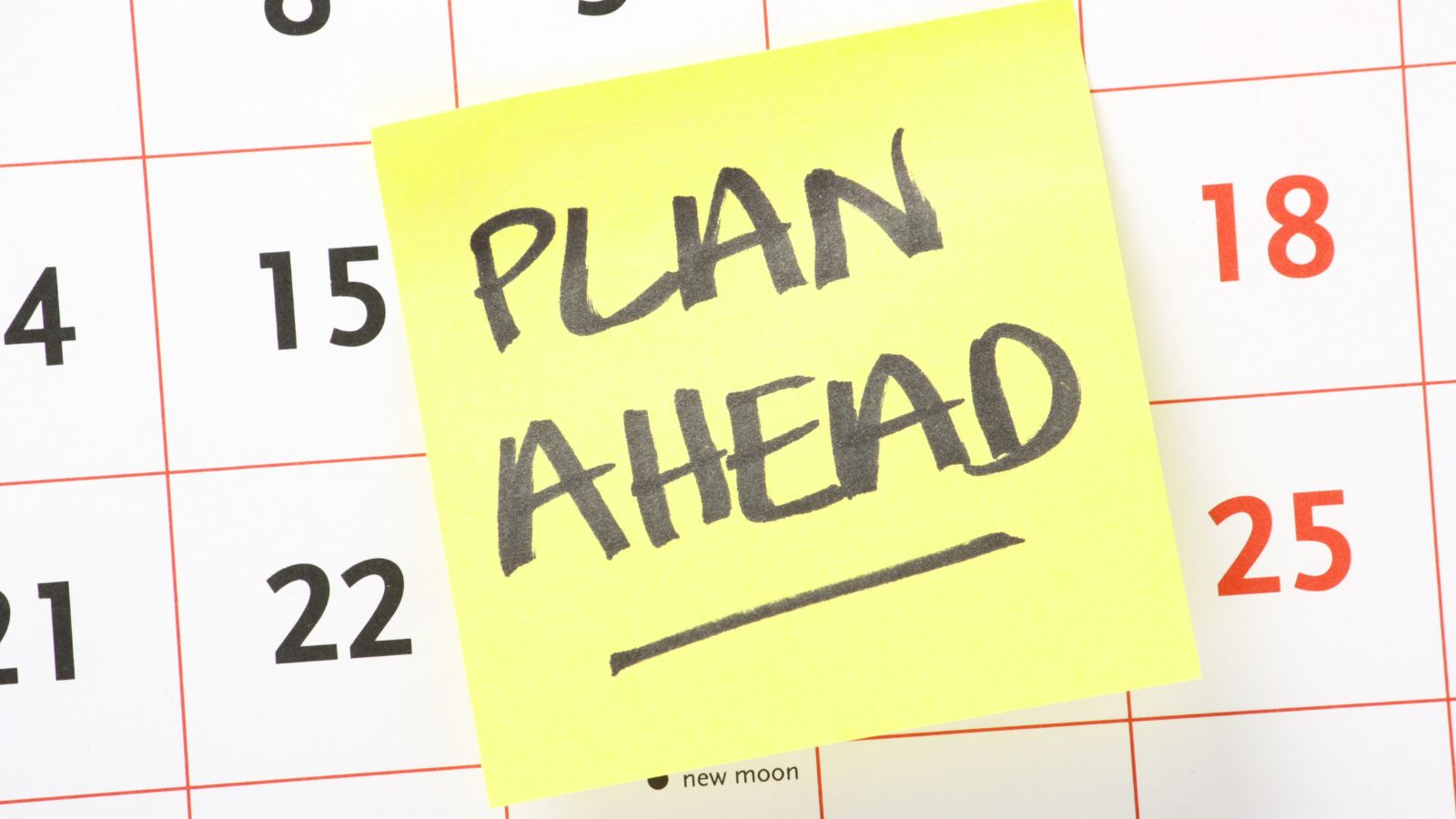 Plan ahead on a sticky note