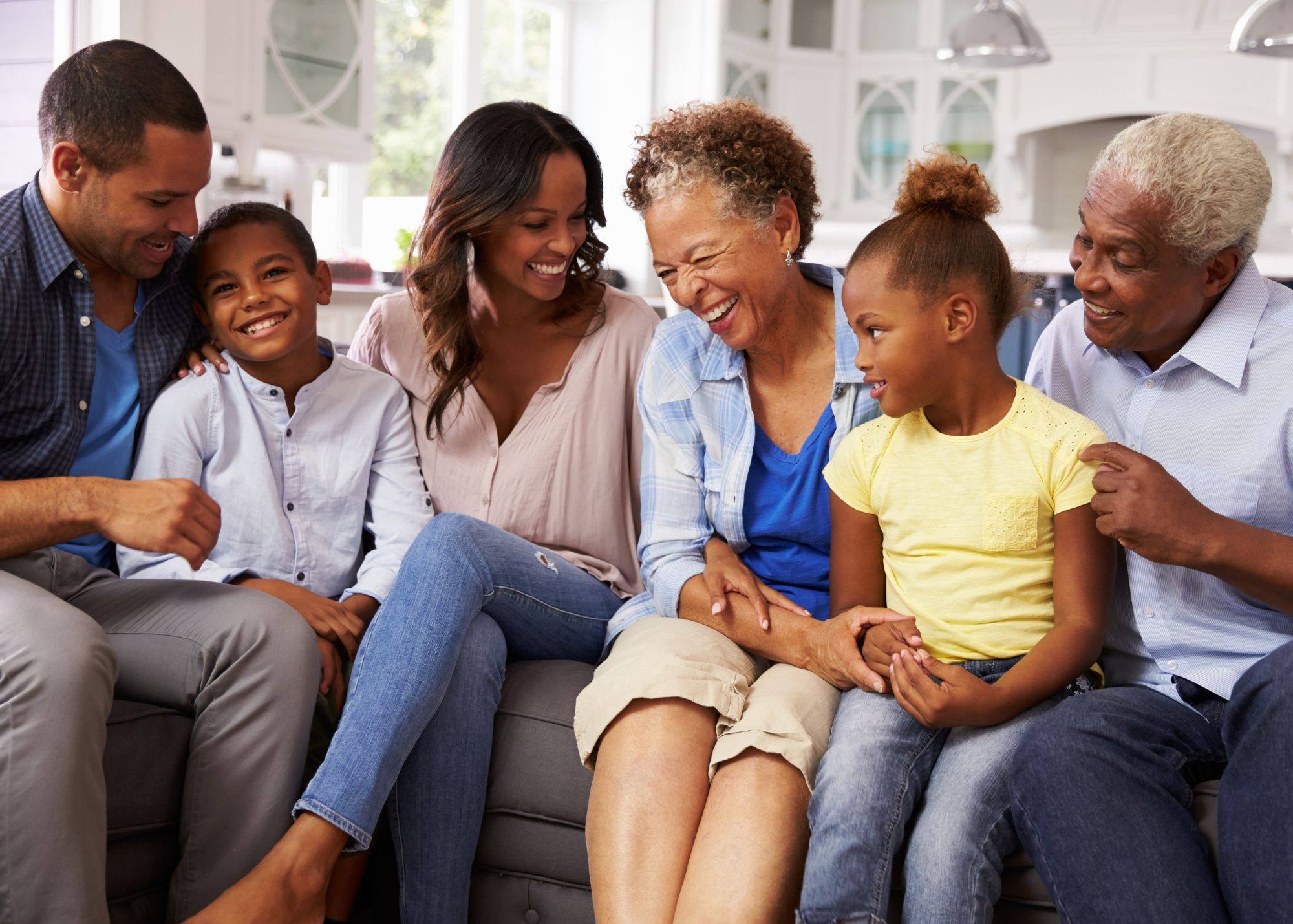 African-American family in their house